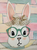 Our Bunny Door Hanger features a delightful 3D bunny and glasses