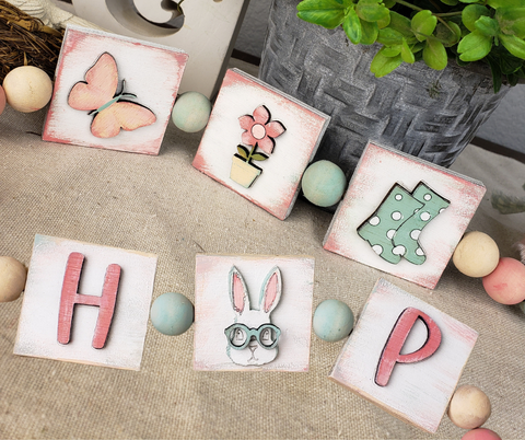 Double Sided Spring-Easter Block Garland Banner - BLANK