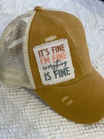It's Fine I'm Fine Everything's Fine Patch - Choice of Baseball Cap